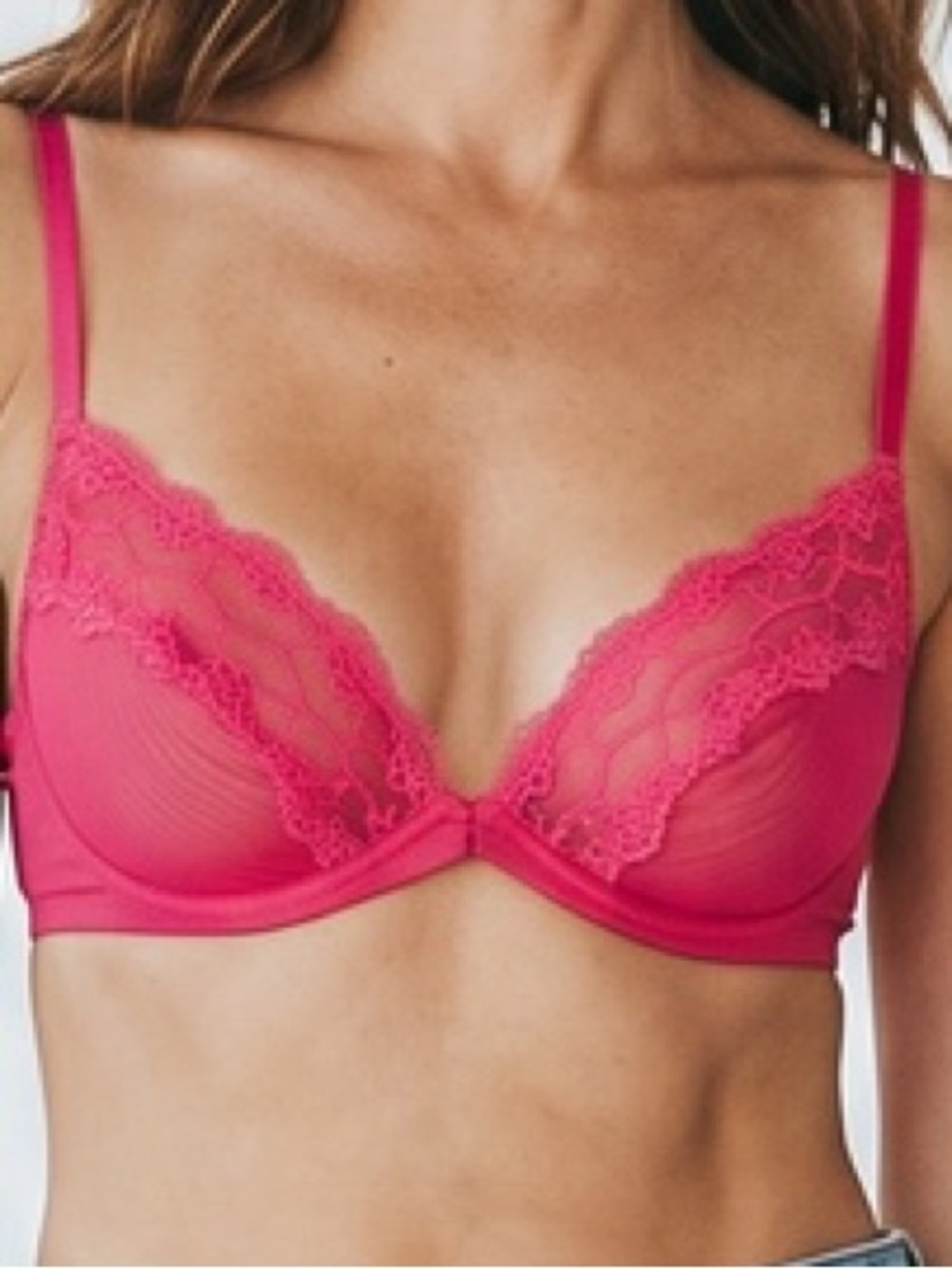 Cosabella Hot Pink Lace Plunge Bra